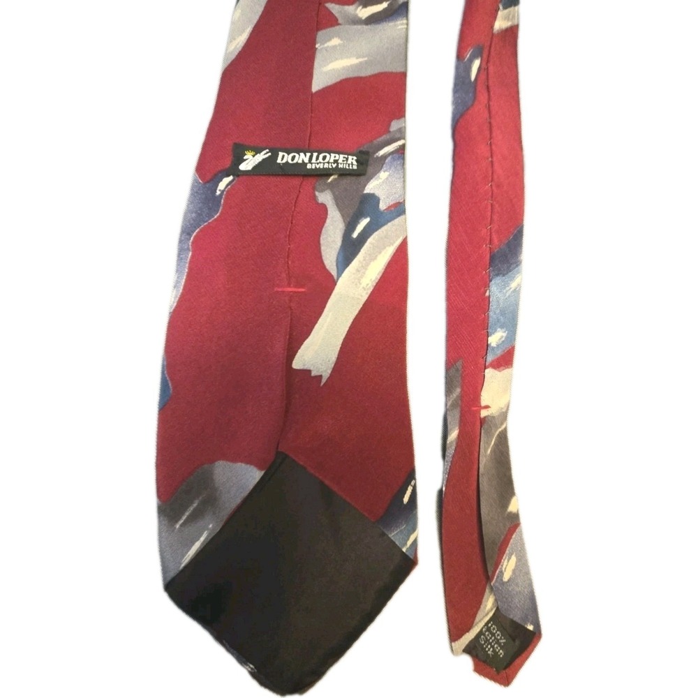DON LOPER Beverly Hills Silk Tie Red Vintage Mens Necktie Made in USA Italian‎